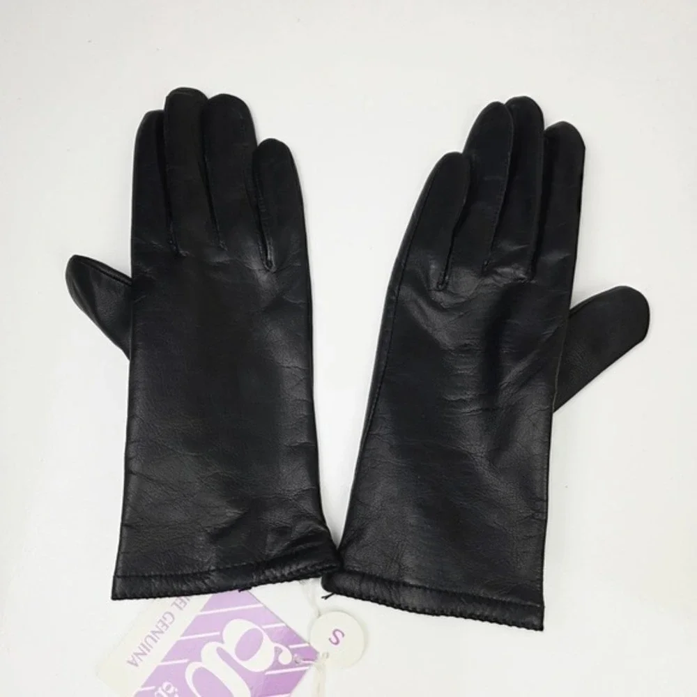 Grandoe Womens Black Genuine Leather Gloves Small Acrylic Lined New With‎ Tags
